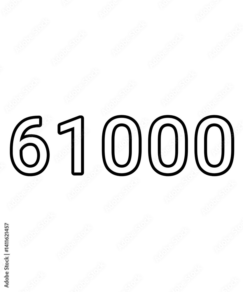 Black and white color numbers 61000 Black and white color numbers 61000