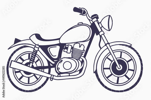 Stylized Motorcycle Vector Illustration Classic Motorbike Design Detailed Line Art Graphics