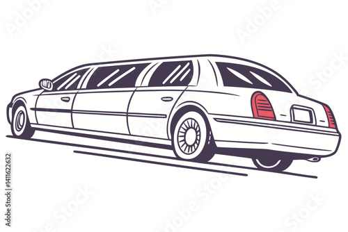 Stylized White Limousine Car Illustration Elegant And Sophisticated Transportation For Events And Occasions