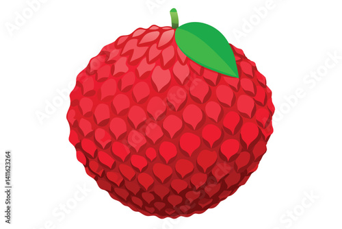 Vector Illustration Of Fresh Lychee Fruit Isolated On White Background