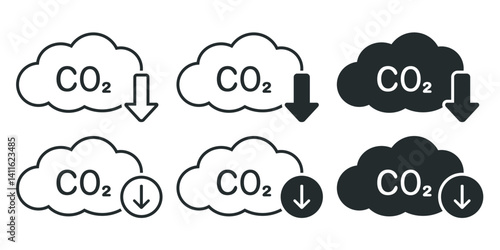 CO2 carbon emissions reduction icon. Illustration vector