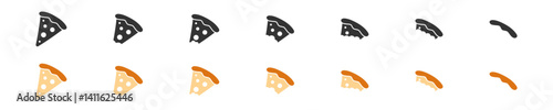 Pizza icon set on white background. Food icon in vector design style. Bite pizza. Eaten pizza sign. Consumption food