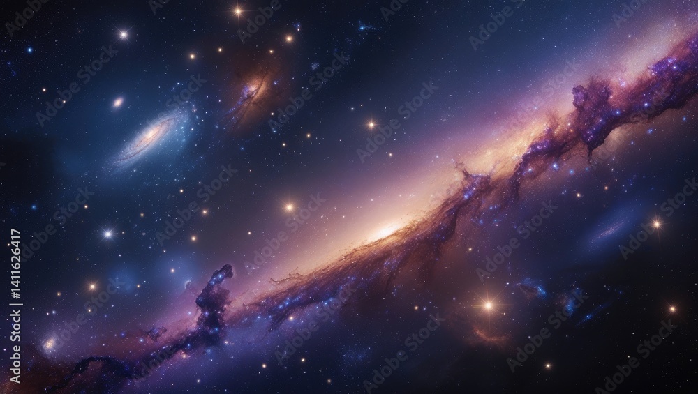Macroscopic View of Galaxies, Stars, and Nebulas in Vibrant Colors Macroscopic View of Galaxies, Stars, and Nebulas in Vibrant Colors