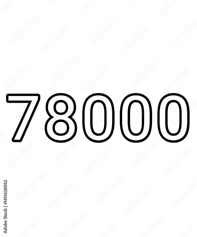 Black and white color numbers 78000 Black and white color numbers 78000