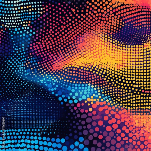 Wallpaper Mural This eye-catching digital artwork features a colorful portrait enhanced by intricate dots creating depth and emotion, making it ideal for modern design projects. Torontodigital.ca