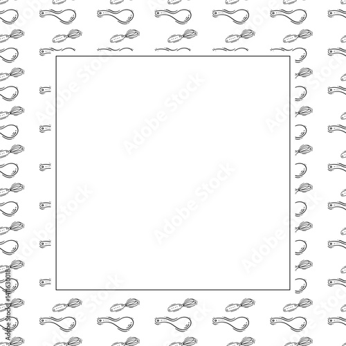 kitchen utensil frame. doodle kitchenware square frame. kitchen background