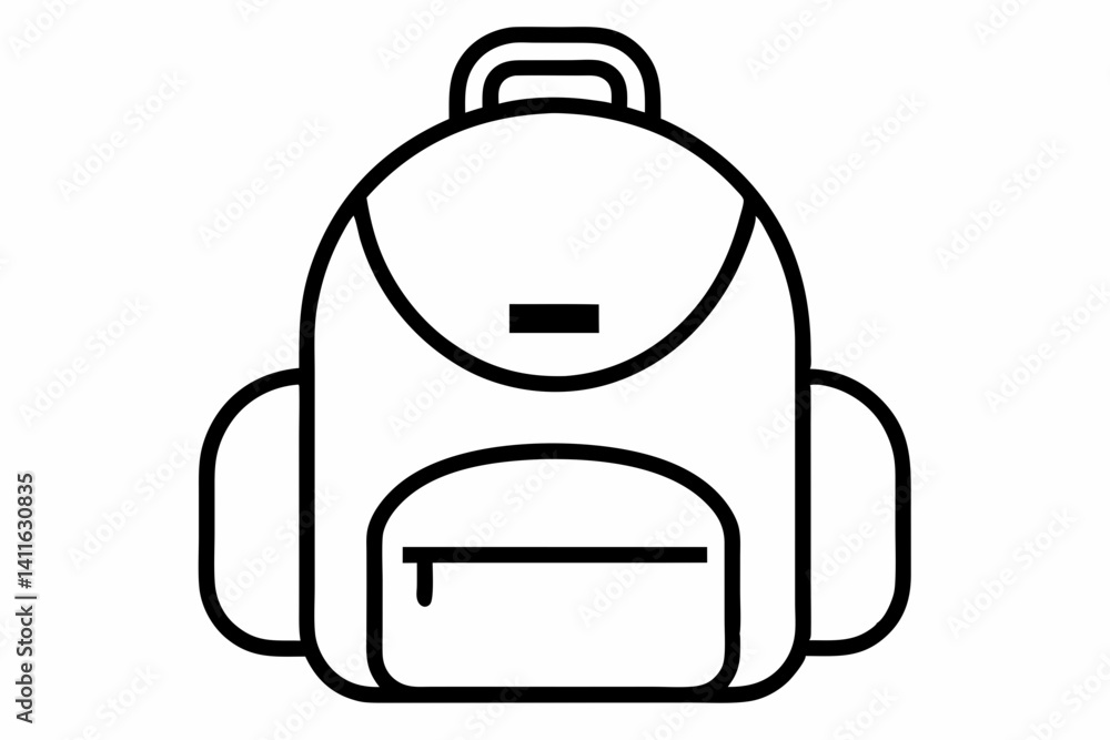Obraz premium Backpack Outline Vector Illustration With White Background