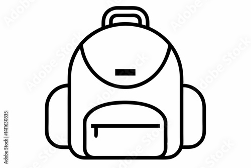 Backpack Outline Vector Illustration With White Background