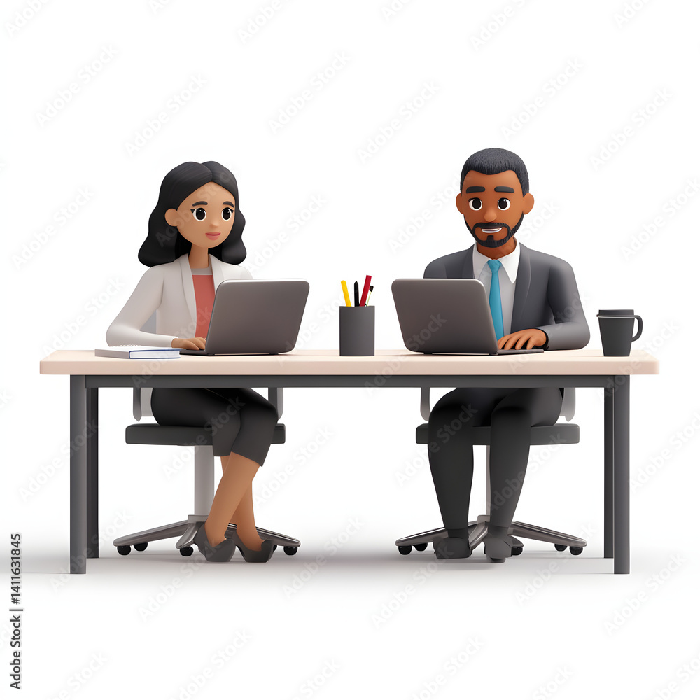 Obraz premium 3D render of business team working together.