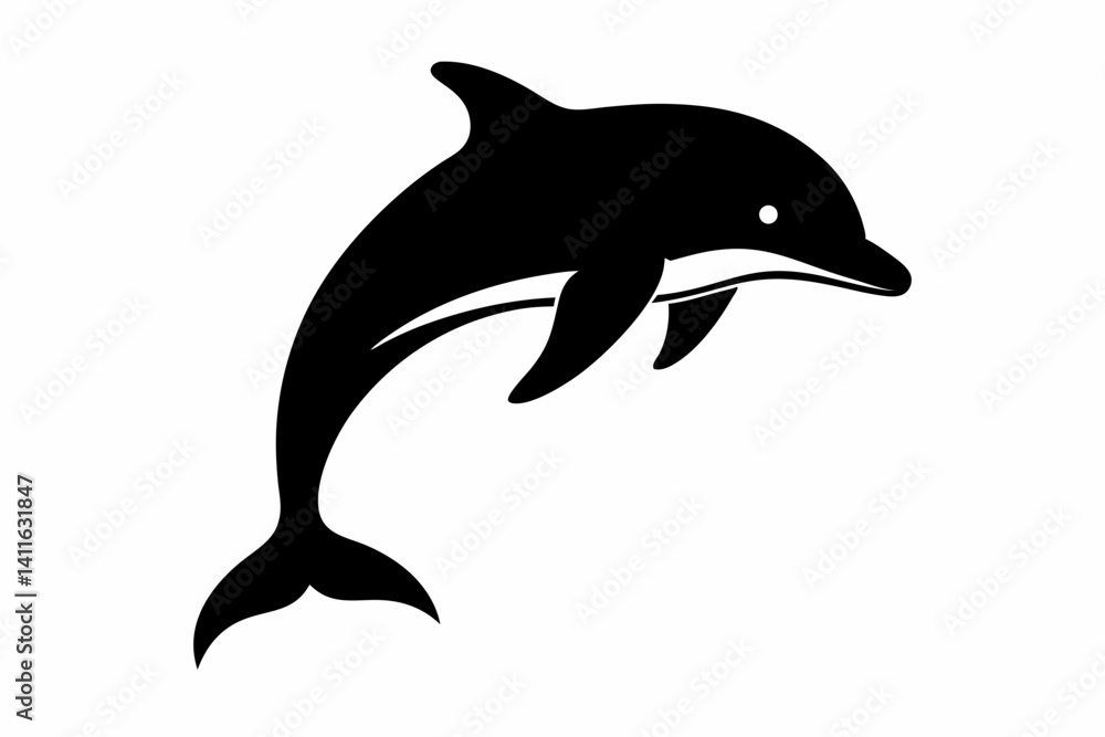 Dolphin Jumping Silhouette Vector Illustration Black And White Dolphin Jumping Silhouette Vector Illustration Black And White