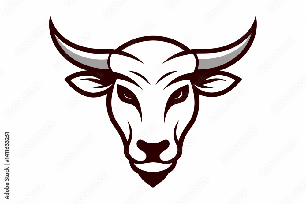 Stylized Bull Head With Horns Outline Vector Illustration Stylized Bull Head With Horns Outline Vector Illustration