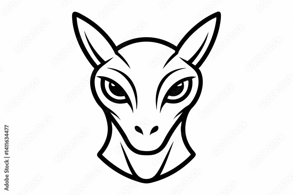 Fototapeta premium Alien Hybrid Animal Head Outline Vector With White Background