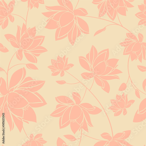 Wallpaper Mural Floral Seamless Pattern. Botanical Minimal Abstract Pattern. Trendy Contemporary Print with Flowers. Vector Fashionable Repeat Template for Design. Torontodigital.ca