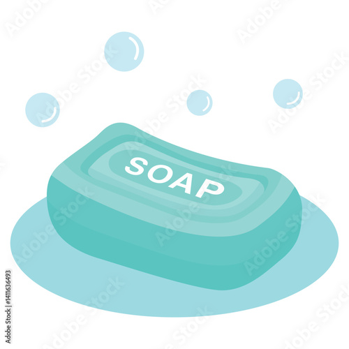 Vector illustration of soap on white background. Soap for cleaning and bathing.