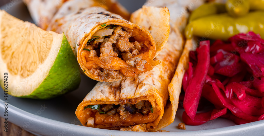Delicious turkish kebab tantuni