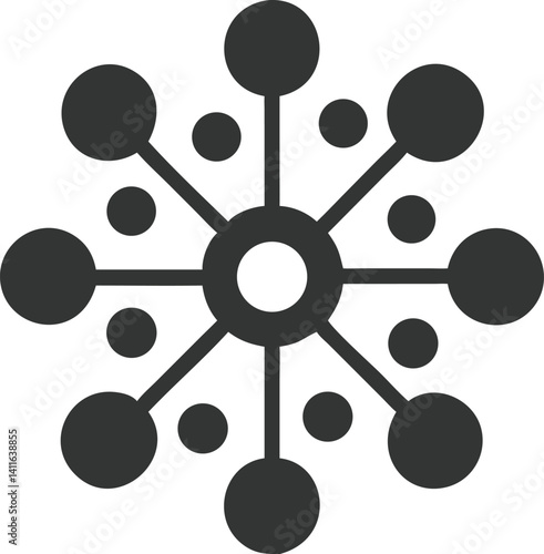 Abstract Black Circle Network With Spokes, Hub & Transparent Backdrop Icon Symbol