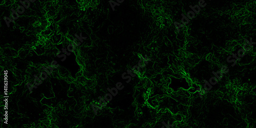 Abstract digital background with faint, glowing green electric lines and fluid. Mysterious, high-tech, and cybernetic atmosphere. Nebula-inspired void, with glowing filaments and deep.