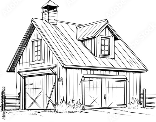 Farmhouse style Sugar shack coloring book design, Farmhouse style Sugar shack vector graphic