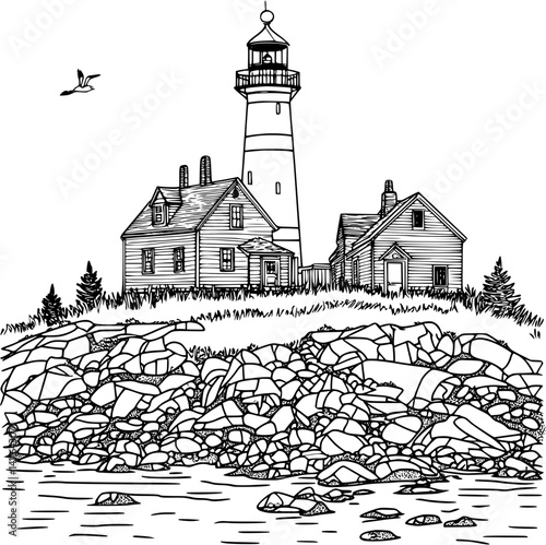 Cape Cod style Studio coloring book design, Cape Cod style Studio vector image