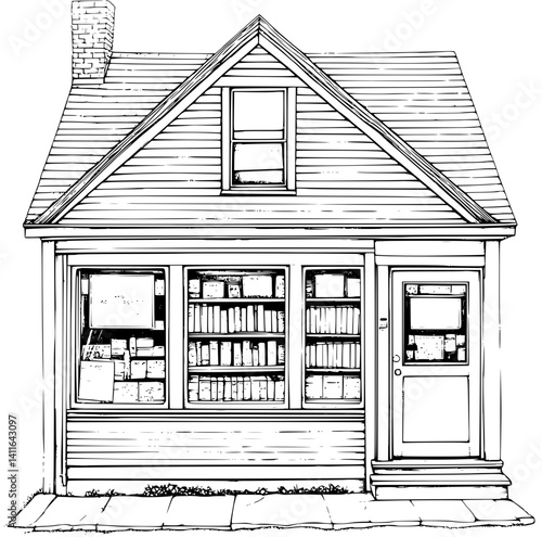 Cape Cod style Store coloring book design, Cape Cod style Store vector image