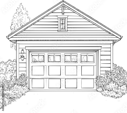 Craftsman style Garage coloring book design, Craftsman style Garage vector image