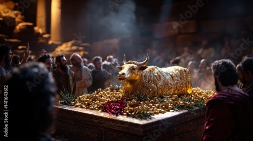 Golden Calf Worship in Ancient Temple