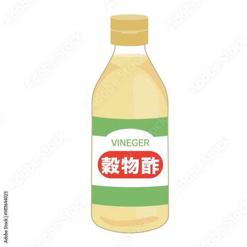 瓶入りの穀物酢のシンプルなイラスト
