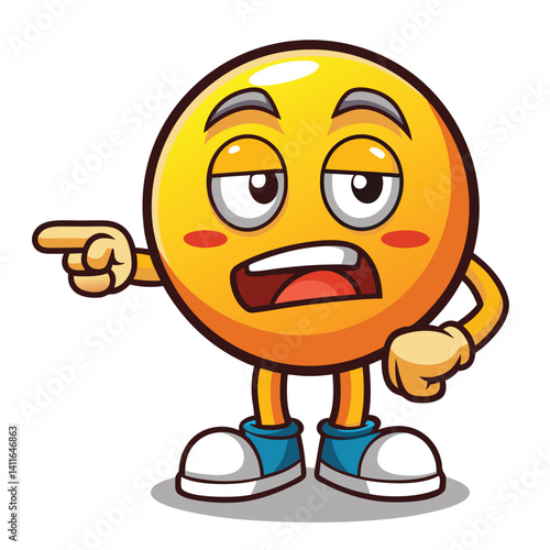 Sleepy, pointing cartoon emoji