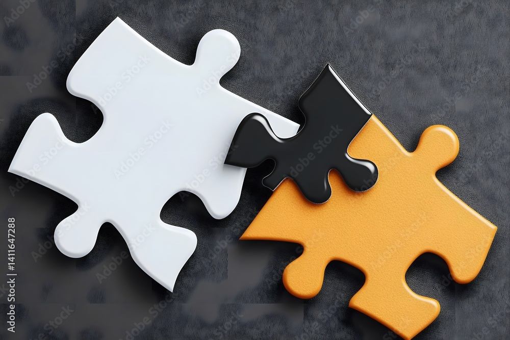 Fototapeta premium Connecting Puzzle Pieces Teamwork Concept 3D Render