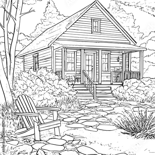 Craftsman style Studio coloring book design, Craftsman style Studio vector illustration