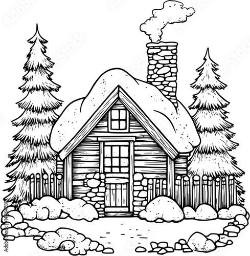 Farmhouse style Sugar shack coloring book design, Farmhouse style Sugar shack vector illustration