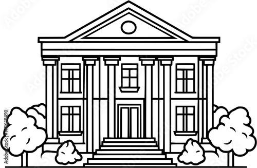 Modern style Courthouse coloring book design, Modern style Courthouse vector illustration