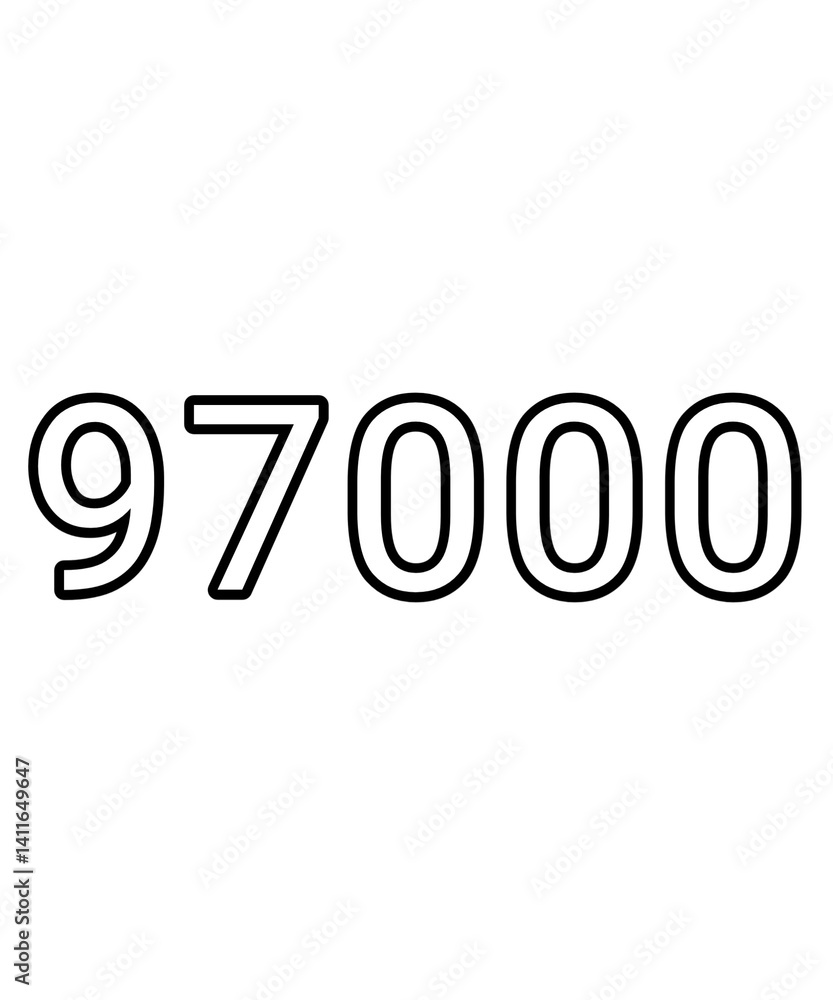 Black and white color numbers 97000 Black and white color numbers 97000