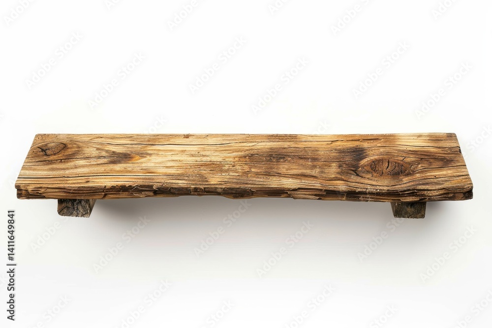 Natural wooden shelf crafted from reclaimed materials, showcasing rustic charm and unique grain patterns, perfect for any cozy interior isolated on transparent background Natural wooden shelf crafted from reclaimed materials, showcasing rustic charm and unique grain patterns, perfect for any cozy interior isolated on transparent background
