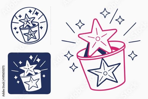 Creative Logo Variants Featuring Sparkling Star Icon in Different Containers