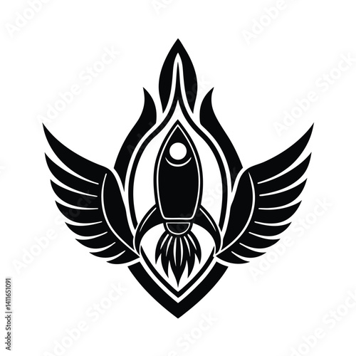 Symbolic Rocket with Wings, Ideal for Branding or Design