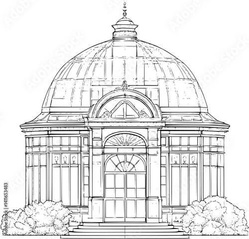 Conservatory blueprint line art, Conservatory vector graphic