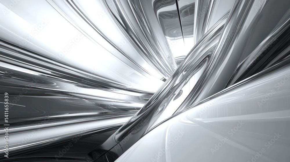 Obraz premium Abstract silver metallic structure, modern artistic render with chrome reflections