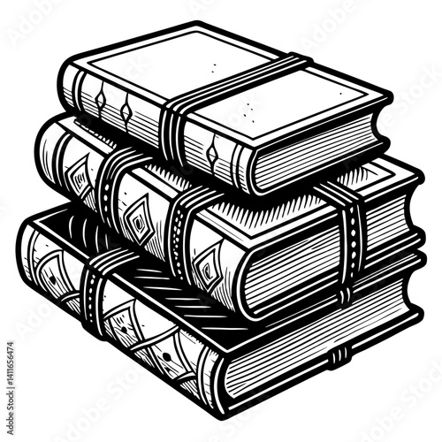 Stack of Vintage Leather-Bound Books with Decorative Spines for Classic Literature Decor