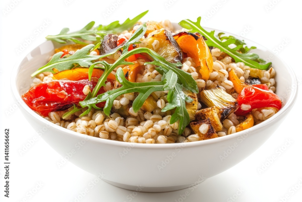 Fresh and Colorful Grain Bowl with Roasted Vegetables and Greens for Healthy Eating and Nutritional Focused Meal Options in a Minimalist Style Fresh and Colorful Grain Bowl with Roasted Vegetables and Greens for Healthy Eating and Nutritional Focused Meal Options in a Minimalist Style