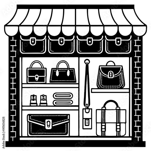 Charming Handbag Shopfront Display Featuring Variety of Bags Footwear and Accessories