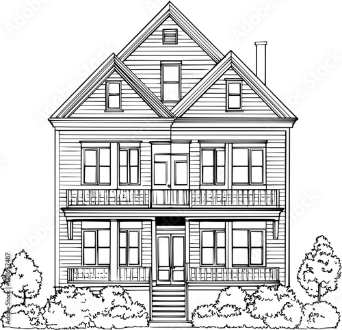 Blueprint design of Duplex, Duplex line art vector illustration