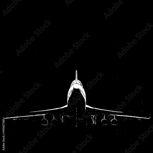 Blueprint design of Hangar, Hangar line art vector illustration
