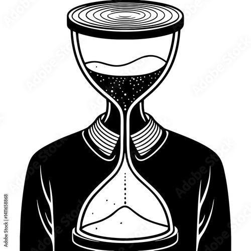 Symbolic Hourglass Human Figure Concept Representing Time and Life Cycle for Tattoo Design