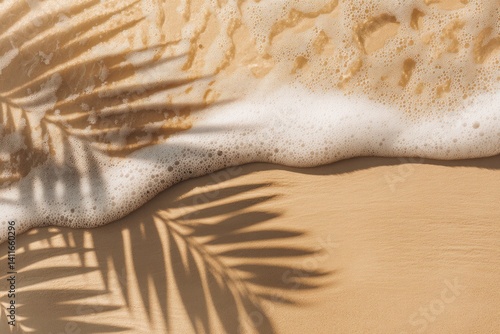 Obraz na płótnie Beach wave shadow palm leaf w salonie