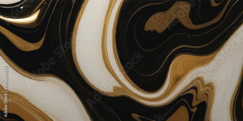 An elegant marble design with natural textures, featuring mesmerizing black and golden ocean wave patterns that add a touch of luxury and style to any room