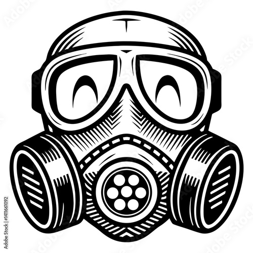 Stylized Gas Mask Vector Illustration for Tattoo Design and Graphic Art