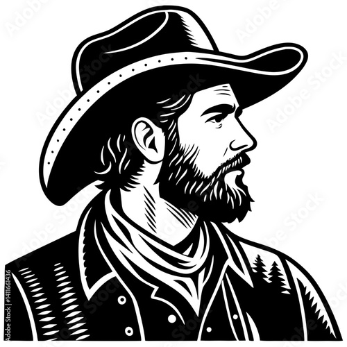 Vintage Cowboy Illustration for Western Themed Design and Tattoo Inspiration