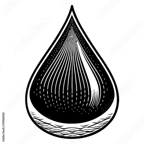 Elegant Black and White Water Drop Design for T-Shirt Print and Tattoo Art