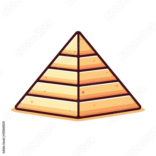 Vector illustration of golden Egyptian pyramid, ideal for travel destinations and ancient history educational concepts